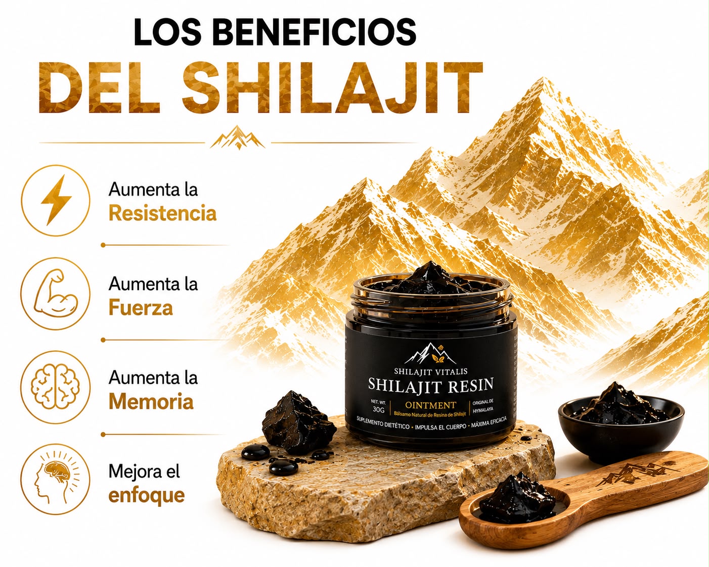 SHILAJIT ORO RESINA DE ALTA PUREZA  DEL HIMALAYA 🗻SE TU MEJOR VERSIÓN 🔥